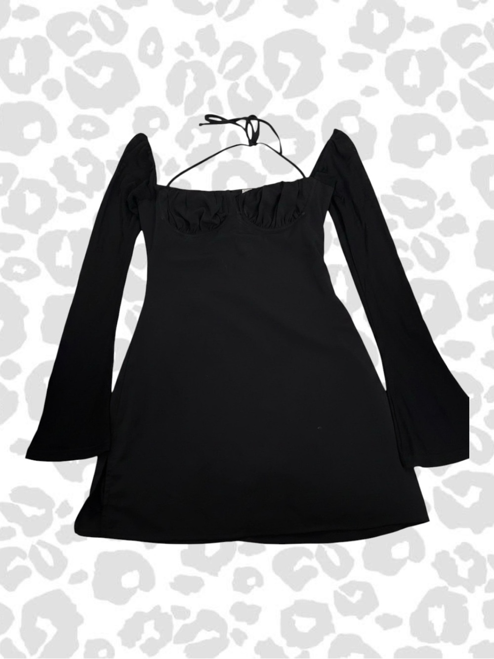 Princess Polly Black Long Sleeve Halter Tie Mini Dress size 4